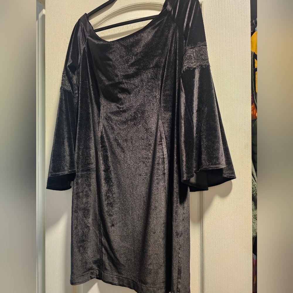 Black MINI Goth velvet Dress